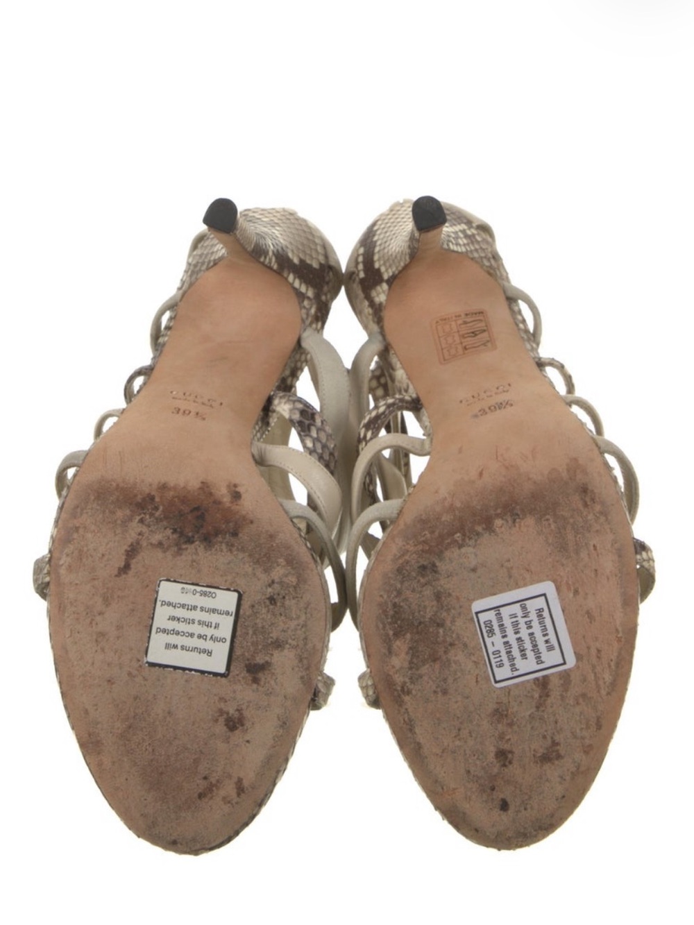 Gucci Cream Python Strappy Sandals - Picture 6 of 6